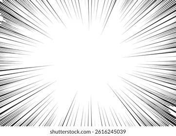Manga speed lines background. Black and white comic effect. Comic book action lines isolated on transparent background