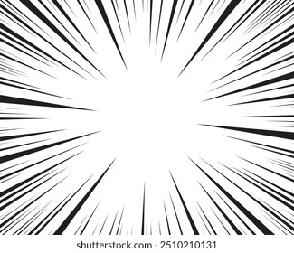 Manga speed lines, comic anime radial effect background. Manga explosion, motion or movement action for comic book, burst flash rays frame for superhero bang effect backdrop.