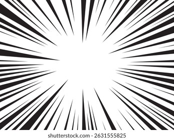 Líneas de velocidad de manga, fondo de efecto radial de anime cómico. Manga explosión, movimiento o movimiento de acción para el cómic, ráfaga de rayos de flash marco para superhéroe bang efecto de fondo.	