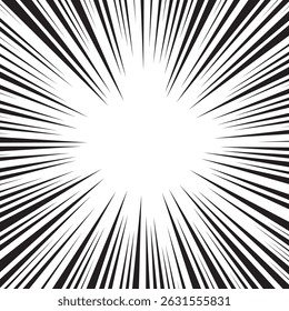 Líneas de velocidad de manga, fondo de efecto radial de anime cómico. Manga explosión, movimiento o movimiento de acción para el cómic, ráfaga de rayos de flash marco para superhéroe bang efecto de fondo.	