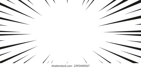 Manga-Geschwindigkeitslinien, Comic-Buchgeschwindigkeits-Effekt auf transparentem Hintergrund. Manga-Explosion, Cartoon-Bewegung Action-Bewegung.