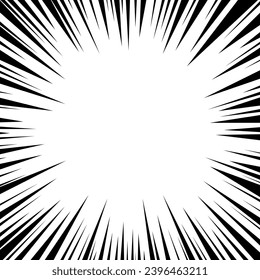Manga speed lines, comic book speed line effect. Explosion, cartoon movement action and motion.