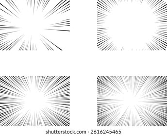 Manga speed lines. Comic book action lines isolated on transparent background. Manga anime action frame lines. Abstract explosive template