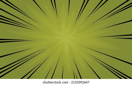 Manga. Speed lines comic effect on green background. 