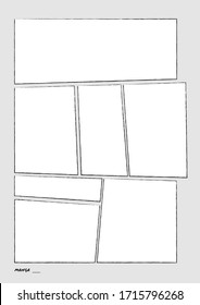 Manga Storyboard Layout Comic Book Template 3 A4 for Print on Grey Background. Enhance the Efficiency for Comic Production.