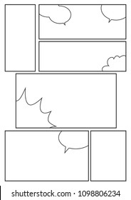 manga storyboard layout template for rapidly create the comic book style. A4 design of paper ratio fits for print out.