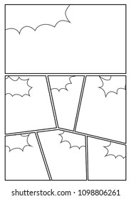 manga storyboard layout template for rapidly create the comic book style. A4 design of paper ratio is fit for print out.