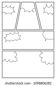 manga storyboard layout template for rapidly create the comic book style. A4 design of paper ratio is fit for print out.