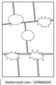 manga storyboard layout template for rapidly create the comic book style. A4 design of paper ratio fits for print out.