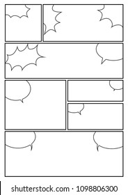 manga storyboard layout template for rapidly create the comic book style. A4 design of paper ratio is fit for print out.