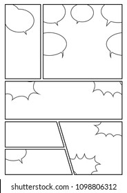 manga storyboard layout template for rapidly create the comic book style. A4 design of paper ratio is fit for print out.