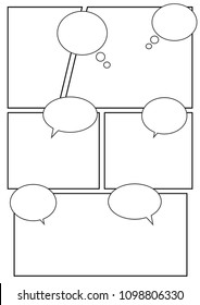 manga storyboard layout template for rapidly create the comic book style. A4 design of paper ratio is fit for print out.