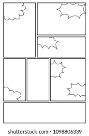 manga storyboard layout template for rapidly create the comic book style. A4 design of paper ratio is fit for print out.