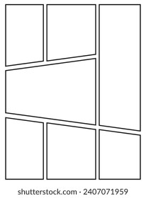 Manga storyboard layout template for rapidly create the comic book style. A4 design of paper ratio is fit for print out. Vector illustration