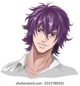 Manga style avatar. Young attractive guy smiling