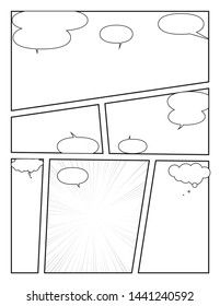manga style backdrop set of empty speech bubbles