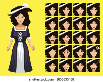 Manga Style British Woman Cartoon Character Emotions