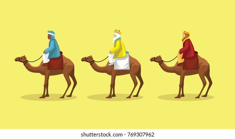 Manga Style Cartoon Three Wisemen Vector