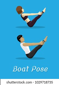 Manga Style Cartoon Yoga Boat Pose