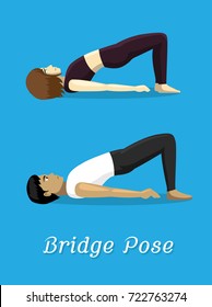 Manga Style Cartoon Yoga Bridge Pose