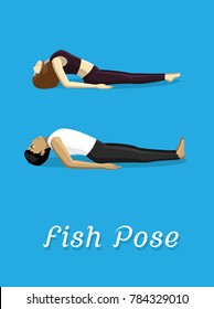 Manga Style Cartoon Yoga Fish Pose