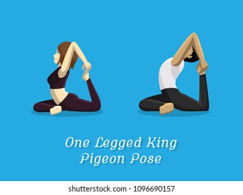 Manga Style Cartoon Yoga One Legged King Pigeon Pose