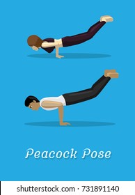 Manga Style Cartoon Yoga Peacock Pose