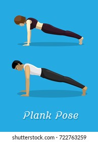 Manga Style Cartoon Yoga Plank Pose