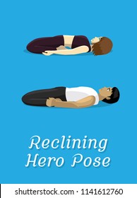 Manga Style Cartoon Yoga Reclining Hero Pose