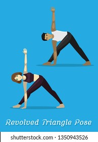 Manga Style Cartoon Yoga Revolved Triangle Pose