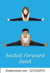 Manga Style Cartoon Yoga Seated Forward Bend Pose