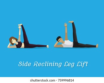 Manga Style Cartoon Yoga Side Reclining Leg Lift Pose