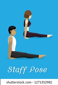 Manga Style Cartoon Yoga Staff Pose