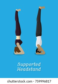 Manga Style Cartoon Yoga Supported Headstand Pose