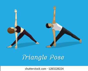 Manga Style Cartoon Yoga Triangle Pose