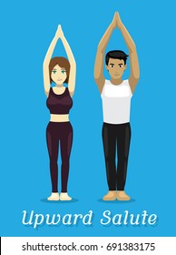 Manga Style Cartoon Yoga Upward Salute Pose