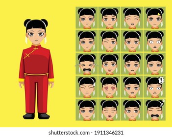 Manga Style Chinese Children Kid Daughter Cartoon Character Emotions