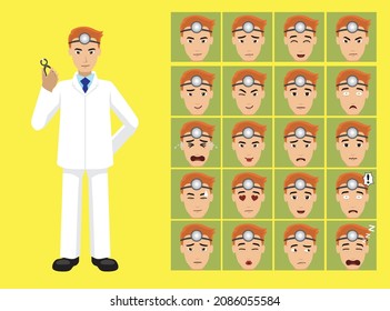 Manga Style Doctor Dentist Clothes Cartoon Character Emotion