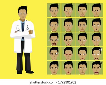 Manga Style Doctor Man Cartoon Character Emotions