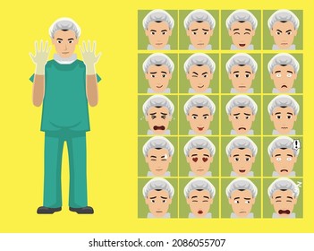 Manga Style Doctor Surgeon Clothes Cartoon Character Emotion