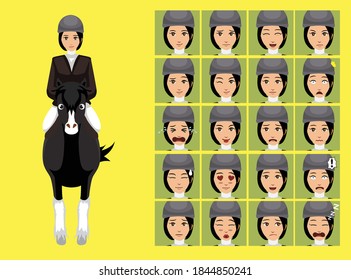 Manga Style Equestrian Cartoon Character Emotions