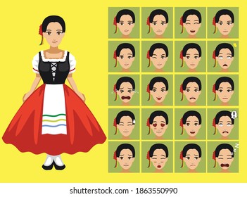 Manga Style Italy Woman Cartoon Character Emotions