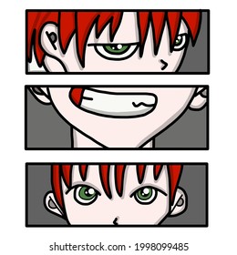 Manga style. Japanese cartoon Comic concept. Anime characters. Ink drawing eyes manga illustration anime print design