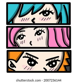 Manga style. Japanese cartoon Comic concept. Anime characters. Vector design for t-shirt graphics, banner, fashion prints