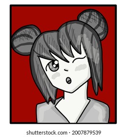 Manga style. Japanese cartoon Comic concept. Anime characters. Vector design for t-shirt graphics, banner, fashion prints. Ink drawing eyes manga illustration anime print design