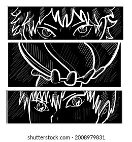 Manga style. Japanese cartoon Comic concept. Anime characters. Hand drawn trendy. Vector design for t-shirt graphics, banner, fashion prints, slogan tees, stickers