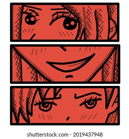 Manga style. Japanese cartoon Comic concept. Anime characters. Hand drawn trendy Vector illustration. Pre-made prints.