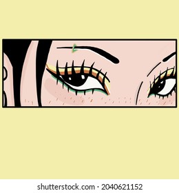 Manga style. Japanese cartoon Comic concept. Anime characters. Anime faces and eyes. Vector illustration EPS10