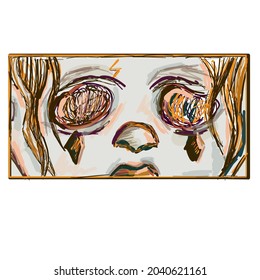 Manga style. Japanese cartoon Comic concept. Anime characters. Anime faces and eyes. Vector illustration EPS10