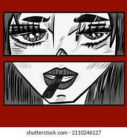 Manga style. Japanese cartoon Comic concept. Anime characters. Vector design for t-shirt graphics, banner, fashion prints, slogan tees, stickers, flyer, posters